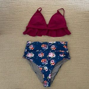CUPSHE High waisted reversible bikini